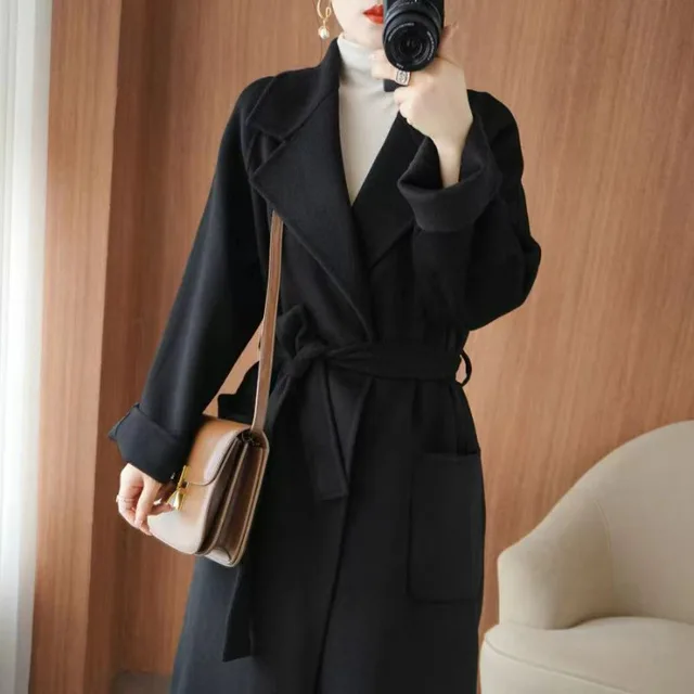 New Plus Size Coat Mid length Profile Loose Ladies Black - Shop at LoveMi