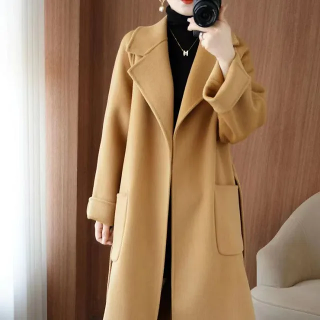 New Plus Size Coat Mid length Profile Loose Ladies Camel - Shop at LoveMi