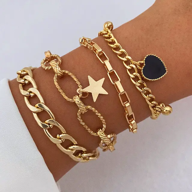 Black Peach Heart Bracelet Retro Simple Multi layer Hsj 15433 - Shop at LoveMi