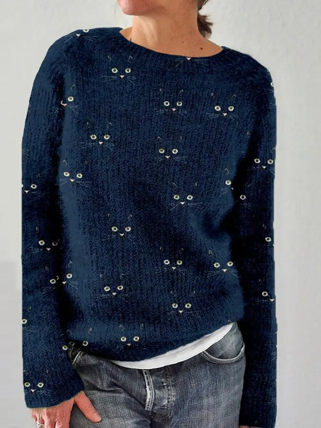 Women's Sweater Casual Velvet Sweater Dark Blue - Shop at LoveMi