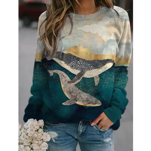 Loose Long sleeved Cotton Urban Casual T shirt For Women Wzww22233 - Shop at LoveMi