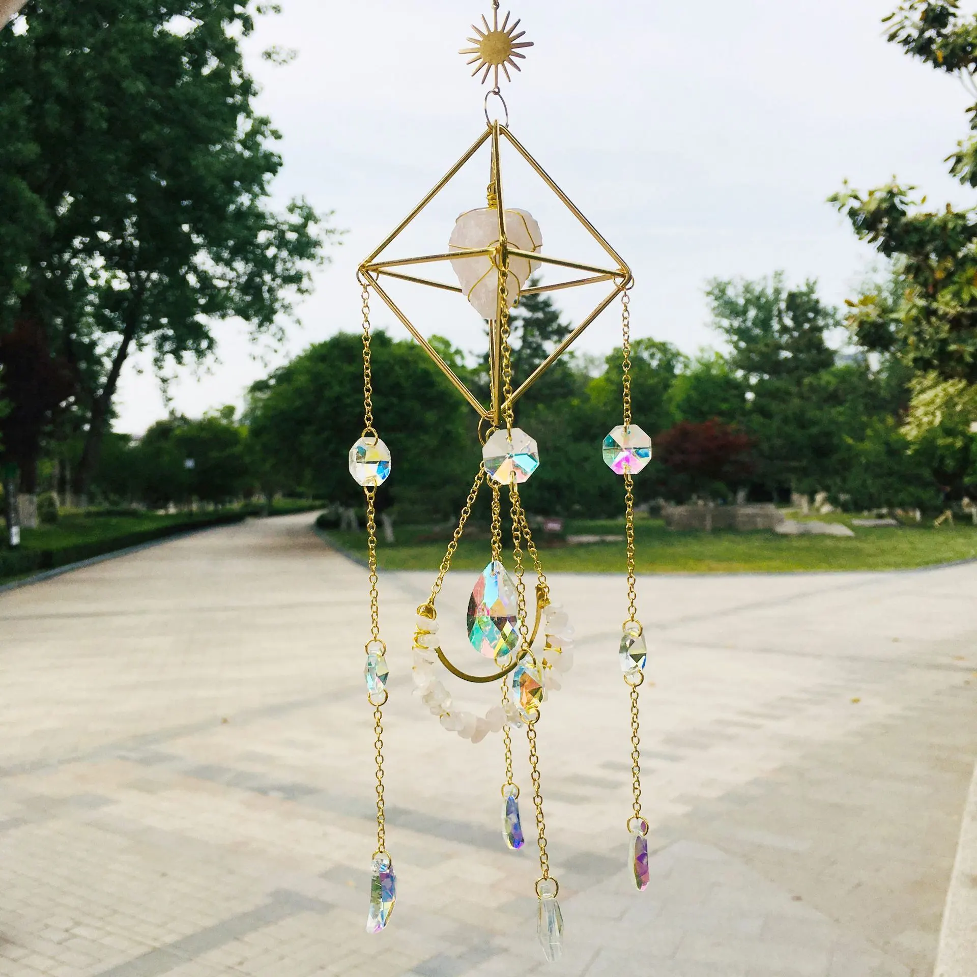 Natural Gem Crystal Decorative Shelf - Pink Crystal