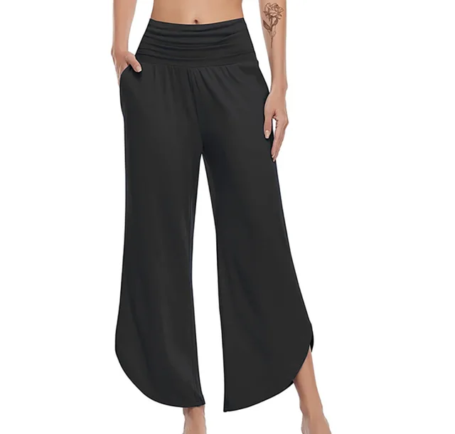 Women's High Waist Loose And Irregular Wide Leg Pants Black - Shop at LoveMi