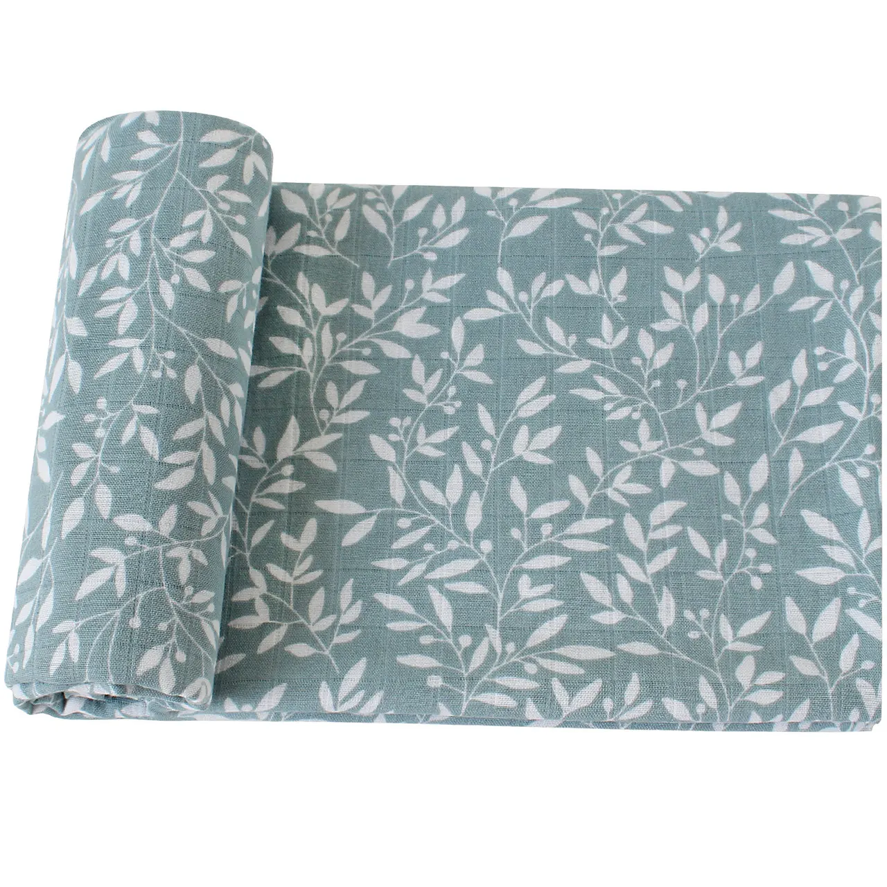 Summer Baby Blanket Bamboo Cotton Gauze Bath Towel - Small White Leaf