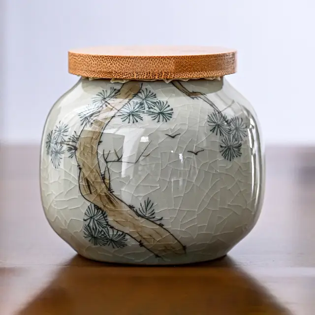 Hand Drawn Ge Kiln Tea Jar 05 Style - Shop at LoveMi