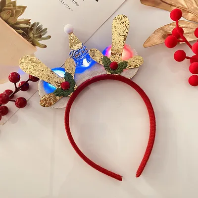 Christmas With Light Headband Snowflake Women's 25 Gold Pink Antlers - Shop at LoveMi