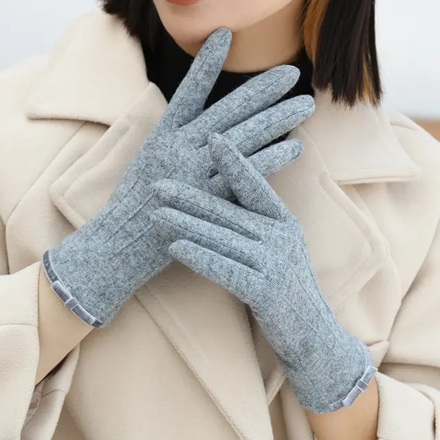 Women's Winter Fleece Lined Padded Warm Keeping Finger Outdoor Gloves Gray - Shop at LoveMi