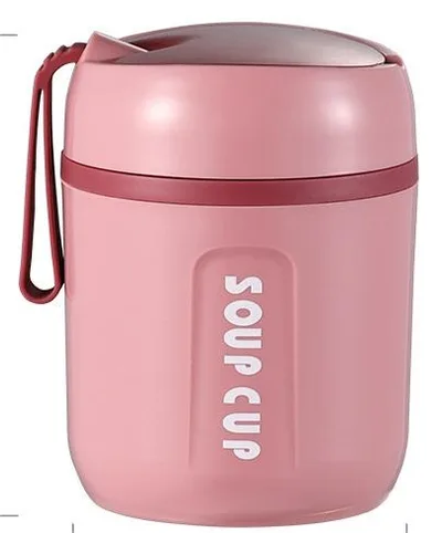 Stainless Steel Sealed Mini Vacuum Cup With Spoon Pink - Shop at LoveMi