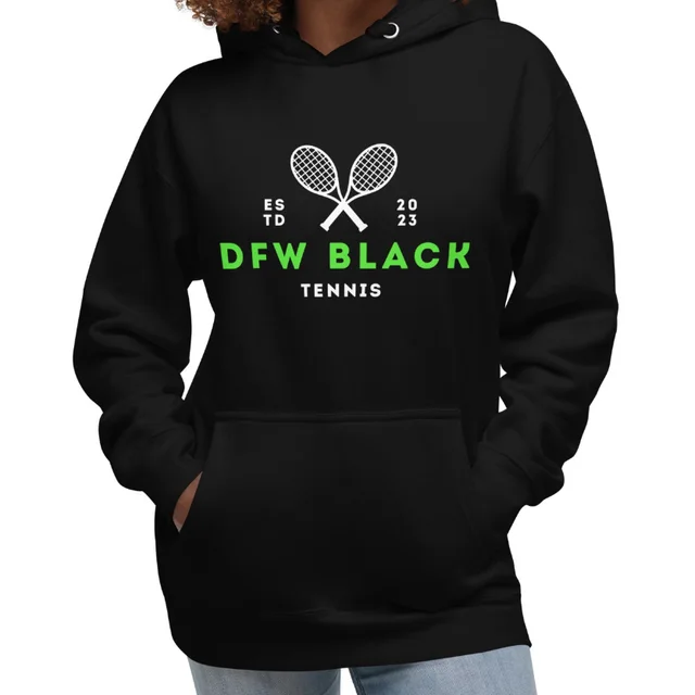 Sports Racket Printed European And American Plus Velvet Hooded Sweater Black - Shop at LoveMi
