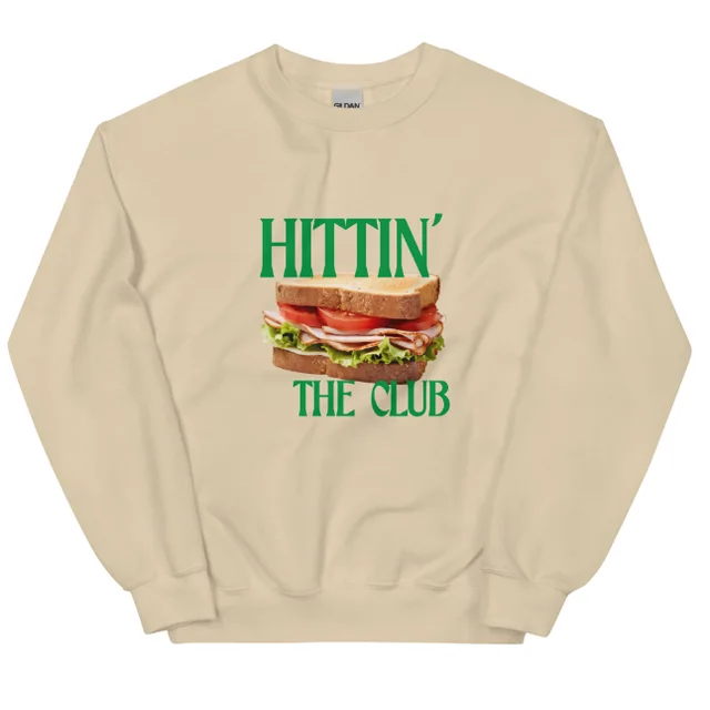 European American Fashion Floral Print Crew Neck Hittin Club Sandwich Sweatshirt Sand - Shop at LoveMi