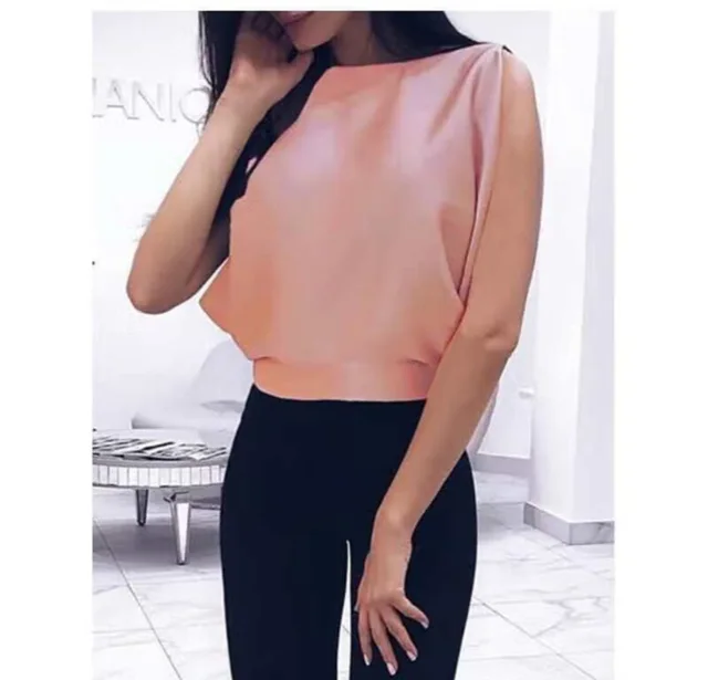 European And American Sexy Backless Tie Back Satin Top Sleeveless Orange - Shop at LoveMi