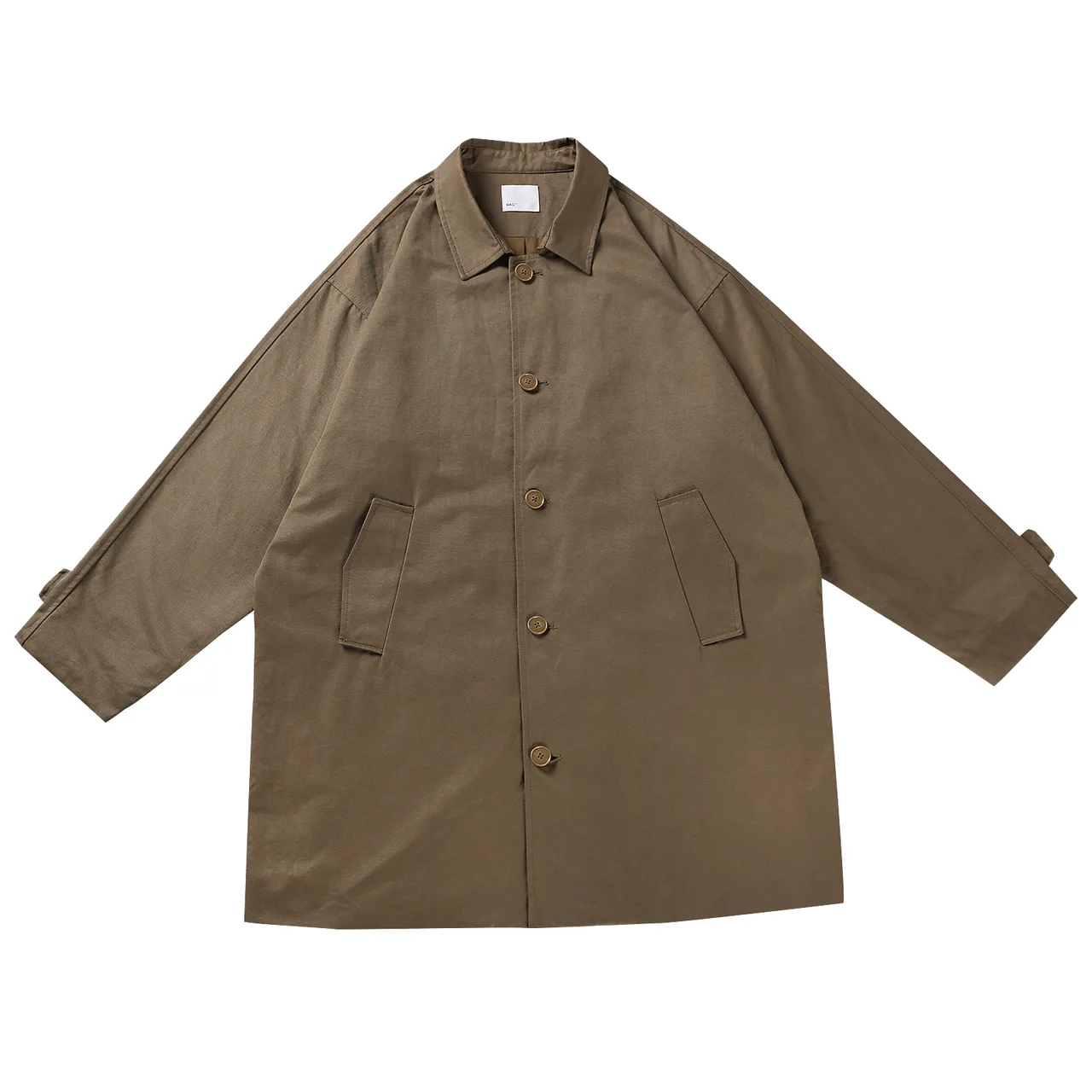 Japanese-style Retro Mid-length Men's And Girls' Single-breasted Loose Overcoat Coat - Deep Khaki