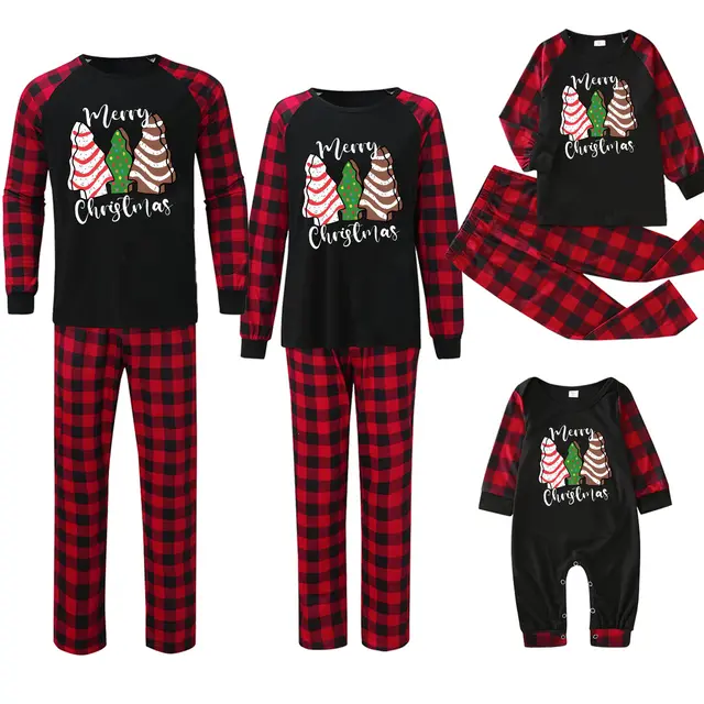 Plaid Stitching Printing Christmas Homewear Parent child Suit Jjfa01 514 - Shop at LoveMi