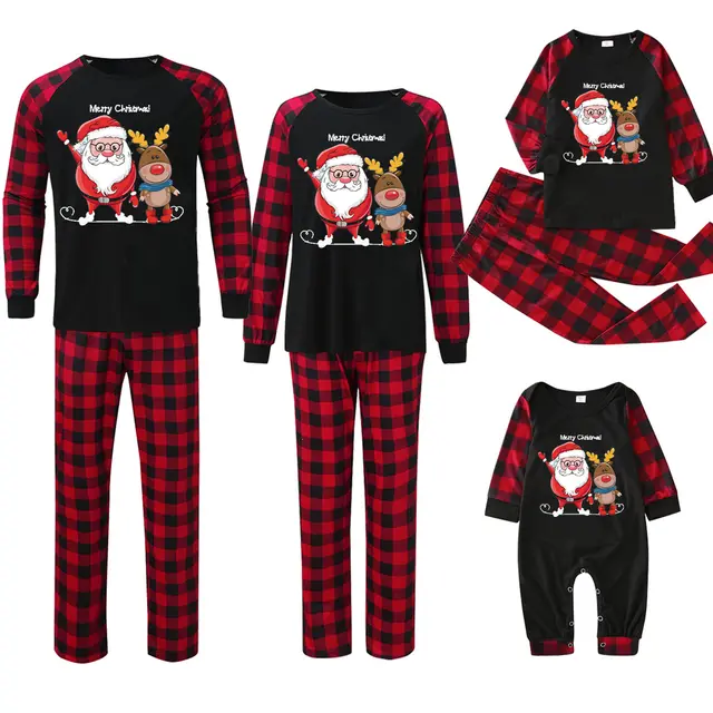 Plaid Stitching Printing Christmas Homewear Parent child Suit Jjfa01 160 - Shop at LoveMi