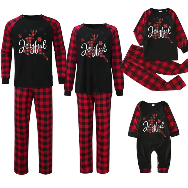 Plaid Stitching Printing Christmas Homewear Parent child Suit Jjfa01 194 - Shop at LoveMi