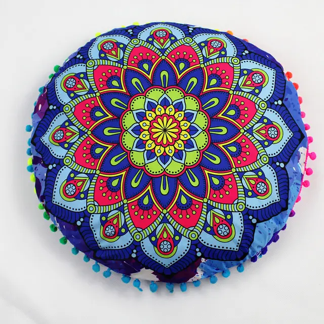 Flower Round Seat Cover Furniture Cushion Case Sapphire Blue New Flowers - Shop at LoveMi