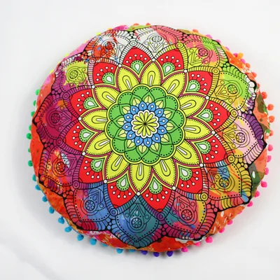 Flower Round Seat Cover Furniture Cushion Case Splash Ink New Flowers - Shop at LoveMi