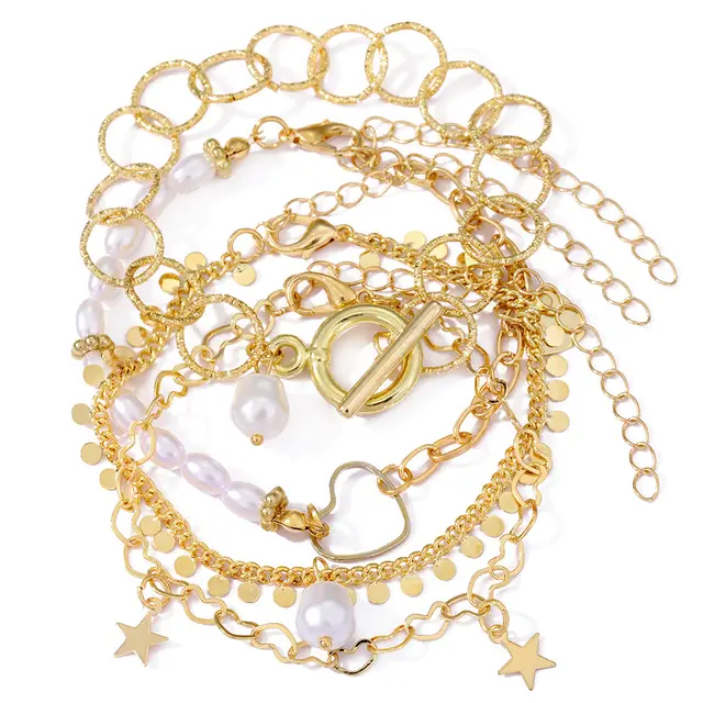 Buckle Multi layer Bracelet Five pointed Star Irregular Multi layer Bracelet A5435 - Shop at LoveMi