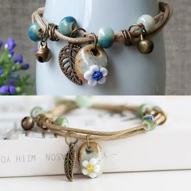 Mori Girlish Heart Ceramic Girlfriends Bell Couple Bracelet Style7 - Shop at LoveMi