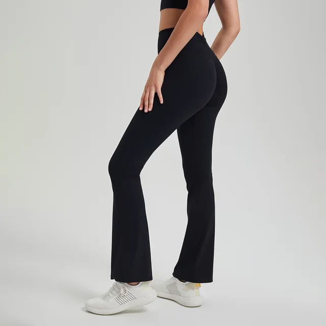High Waist Pleated Hip Lifting Nude Feel Yoga Pants Black - Shop at LoveMi