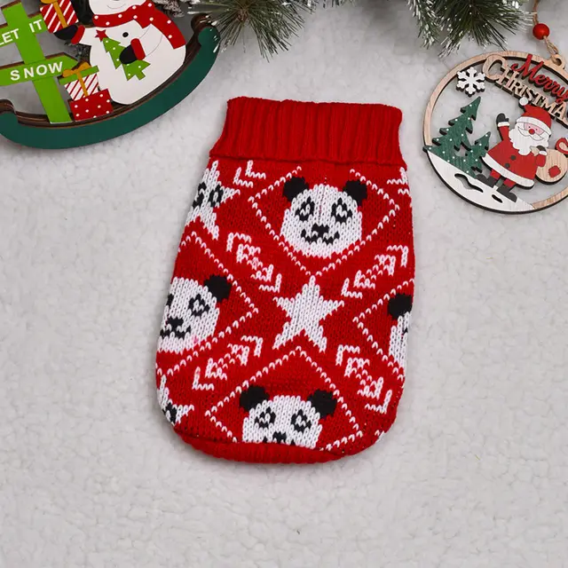 Autumn And Winter Puppy Thickened Pet Clothes Clothing Red Background Panda - Shop at LoveMi