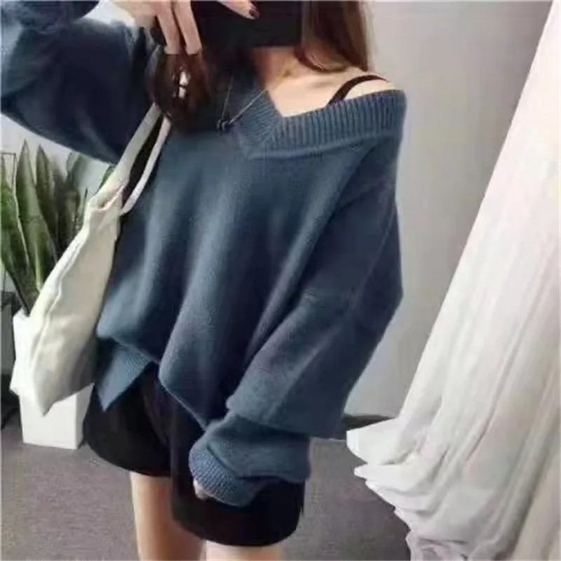 Women's Sweater Fall And Winter Outer Wear Top Blue - Shop at LoveMi