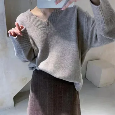 Women's Sweater Fall And Winter Outer Wear Top Gray - Shop at LoveMi