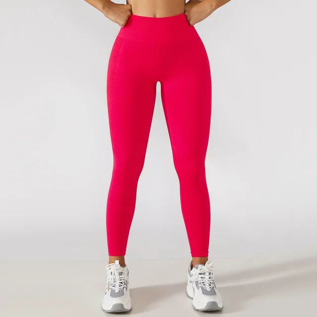 High Waist Workout Hip Lifting Sport Tights Running Rose Red - Shop at LoveMi