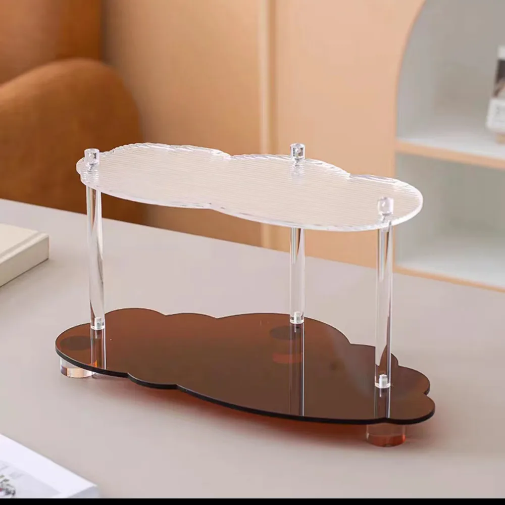 Wavy Acrylic Shelf Living Room Desktop Cup Storage Rack - Large Brown Ripple