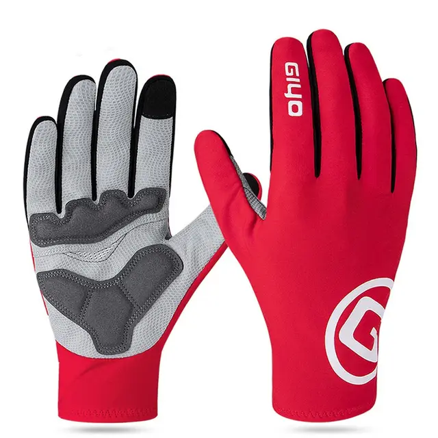 Breaking Wind Plus Velvet Long Finger Mountain Highway Bicycle Riding Touch Screen Gloves Red - Shop at LoveMi