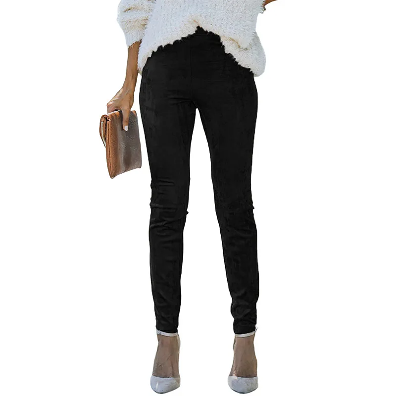 Women's European American Simple Versatile Faux Fur Cropped Trousers Lc761334 Black - Shop at LoveMi