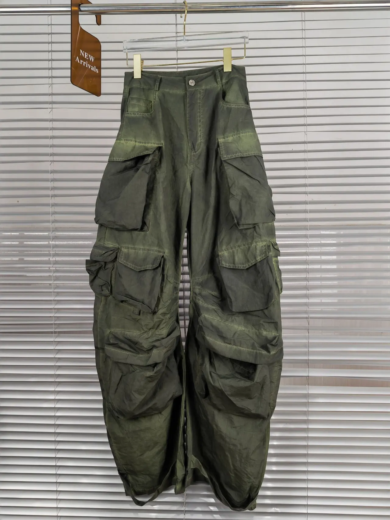 Multi-dimensional Design Style Distressed Polyester Overalls - Green