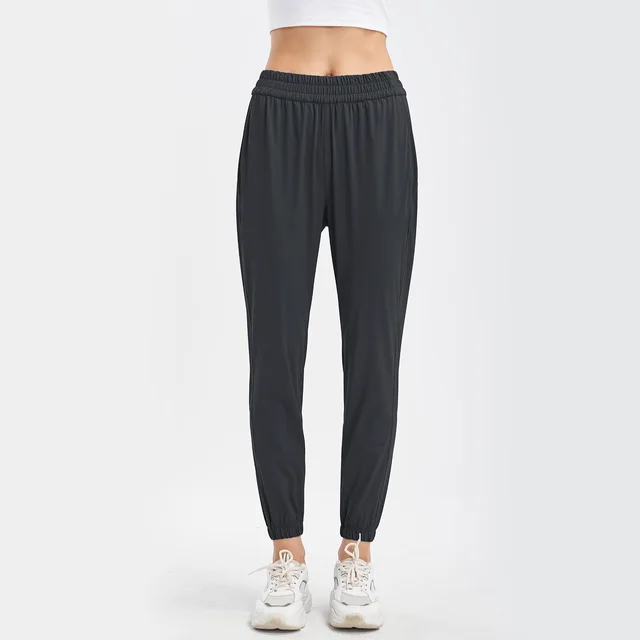 Sun Protection Quick drying Sports Trousers Thin Ankle tied Sports Pants Wide Leg Loose Casual Breathable High Waist Black - Shop at LoveMi