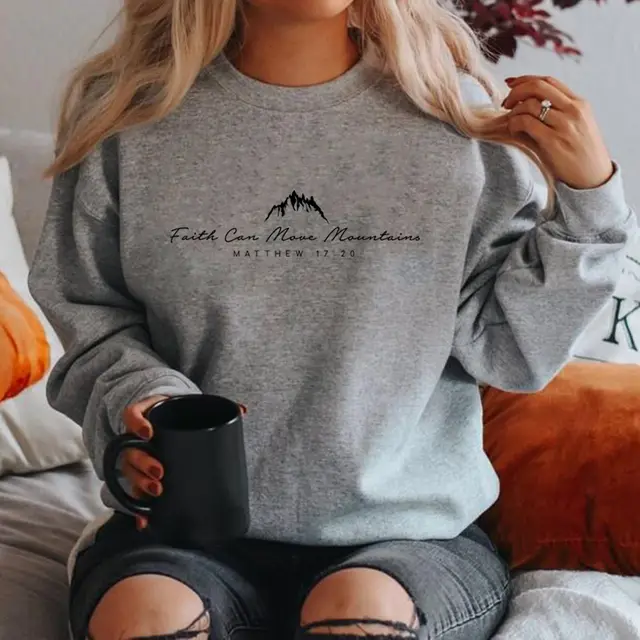 Women's Fashion Floral Print Long Sleeve Pullover Light Gray - Shop at LoveMi