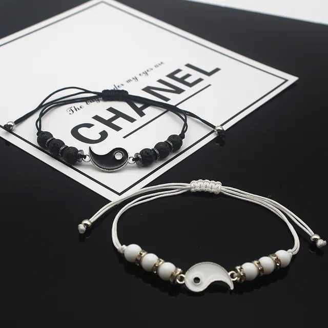 Natural Stone Couple Bracelet Alloy Gossip Two - Shop at LoveMi