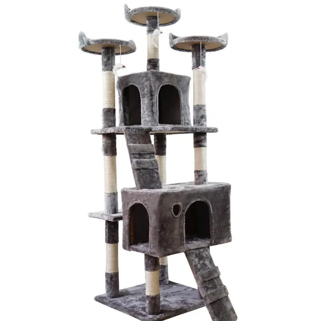 Large Cat Tree Cat Climbing Frame Integrated Jumping Platform Sisal Column Dark Gray - Shop at LoveMi