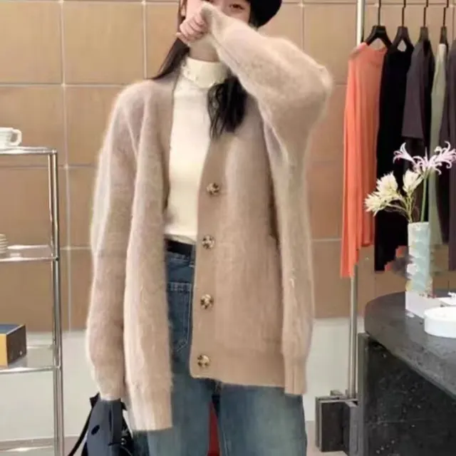 Women's Korean style Fashionable Soft glutinous Sweater Coat Khaki - Shop at LoveMi