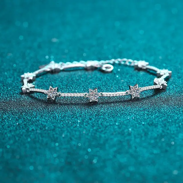 Women's Fashion Micro Inlay Ten Diamond Six pointed Star Bracelet 1 Karat Moissanite - Shop at LoveMi