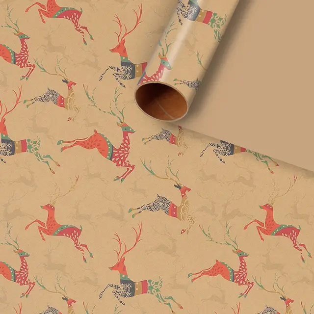 Kraft Paper Creative Gift Box Decorative Paper Santa Claus Snowman Snowflake Wrapping Paper Reindeer Pz0462 - Shop at LoveMi