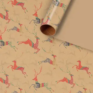 Kraft Paper Creative Gift Box Decorative Paper Santa Claus Snowman Snowflake Wrapping Paper - Reindeer Pz0462