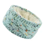 European And American Plus Velvet Knitted Hair Band Wool Color Dot Yarn Headband Variegated Warm Hair Accessories - 14 Blue Green Colorful Thread