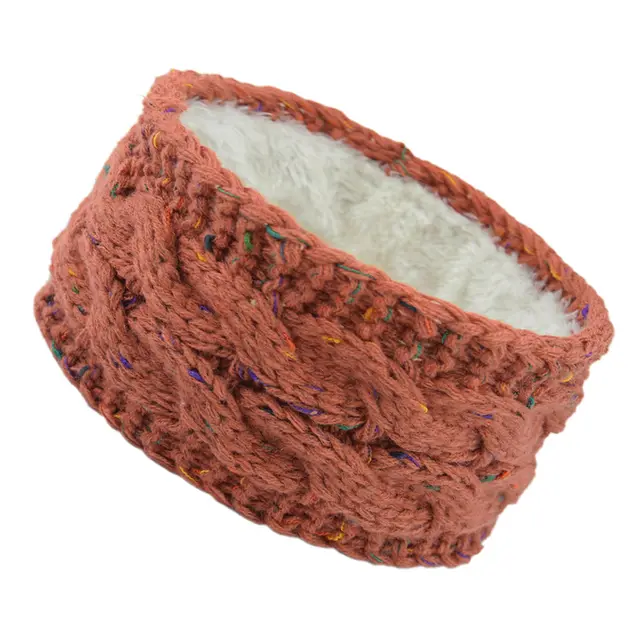 European And American Plus Velvet Knitted Hair Band Wool Color Dot Yarn Headband Variegated Warm Hair Accessories 17 Rust Red Colorful Thread - Shop at LoveMi