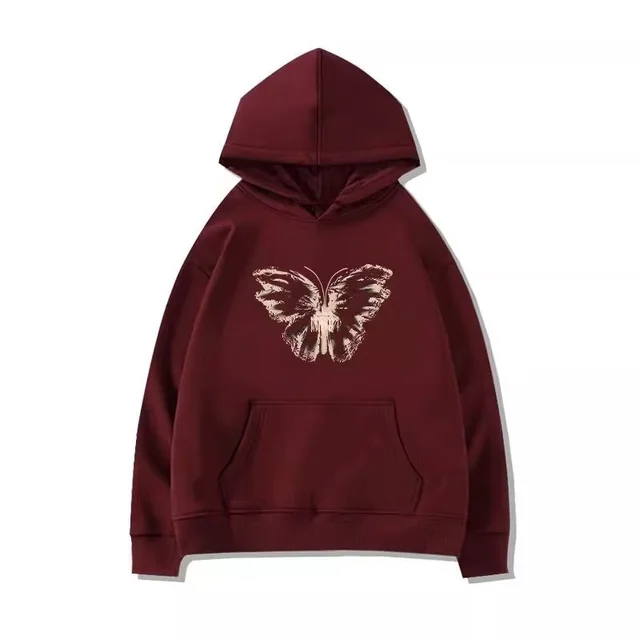 Women's Hooded Purple Cotton Sweater Slimming Thin Loose Fashion Red - Shop at LoveMi