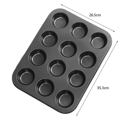 Oven Home Baking Tools Suit 12 piece Cake Mold 12Flat Cup Black - Shop at LoveMi