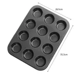 Oven Home Baking Tools Suit 12-piece Cake Mold - 12Flat Cup Black