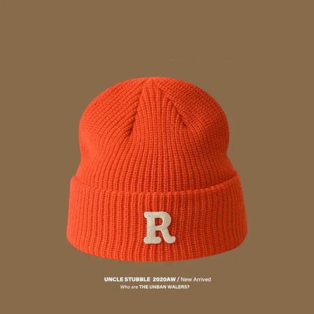 Winter Women's Good looking Round Face Korean Knitted Woolen Cap Orange - Shop at LoveMi