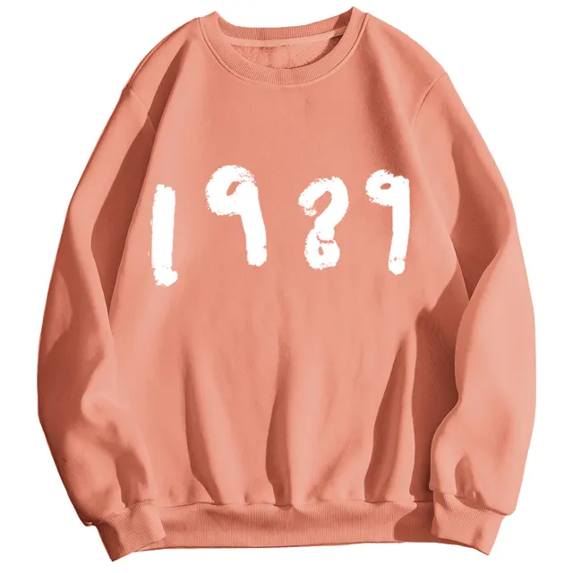Fashion 1989 Casual Long Sleeve Loose Round Neck Sweater Orange - Shop at LoveMi