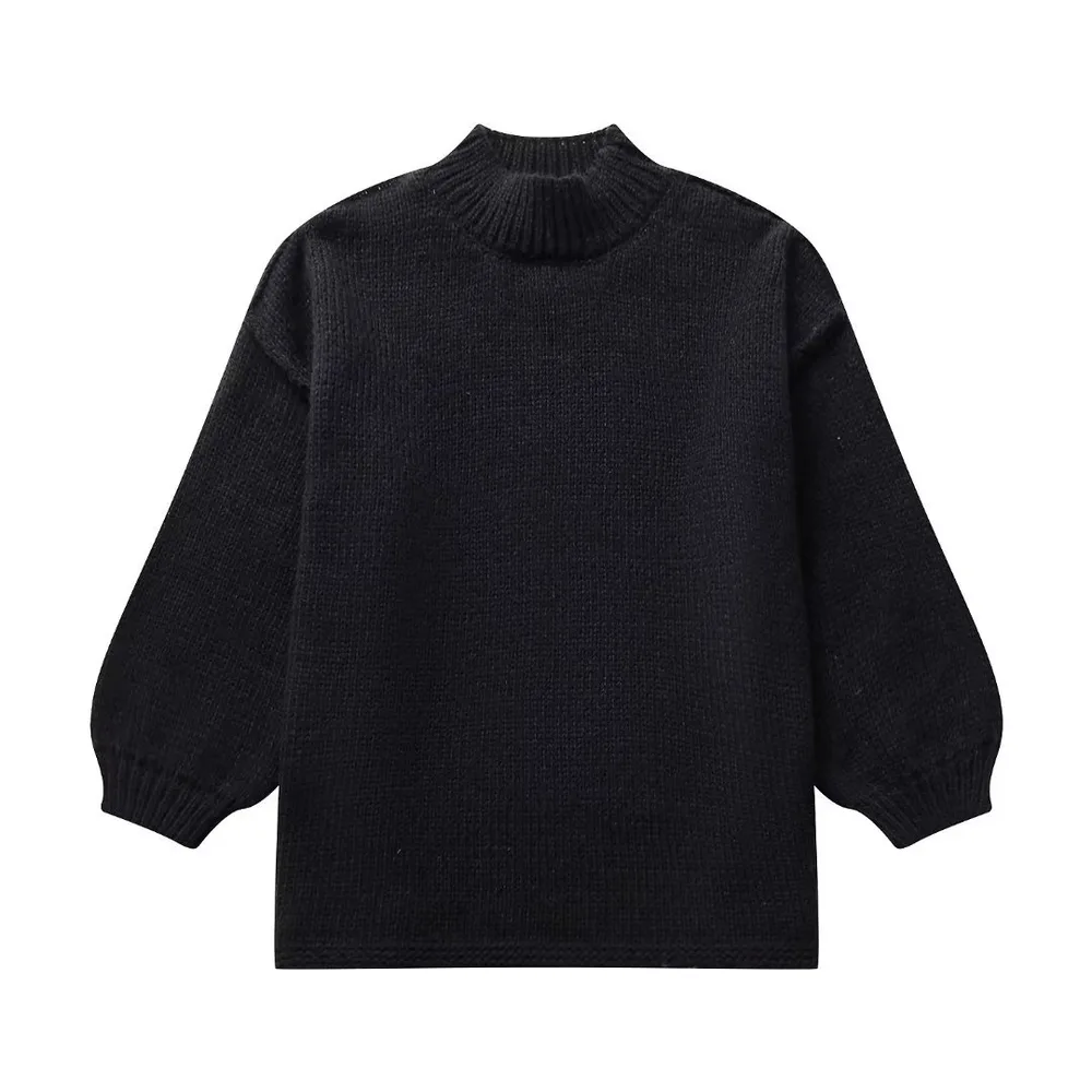 Temperament Crew Neck Simple Style Thin Sweater Black - Shop at LoveMi