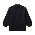 Temperament Crew Neck Simple Style Thin Sweater - Black