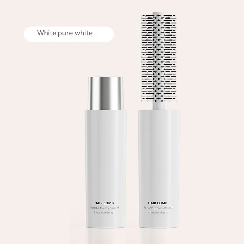 Portable Hair Curling Comb Inner Buckle Cylinder Rolling Comb Silver White - Shop at LoveMi